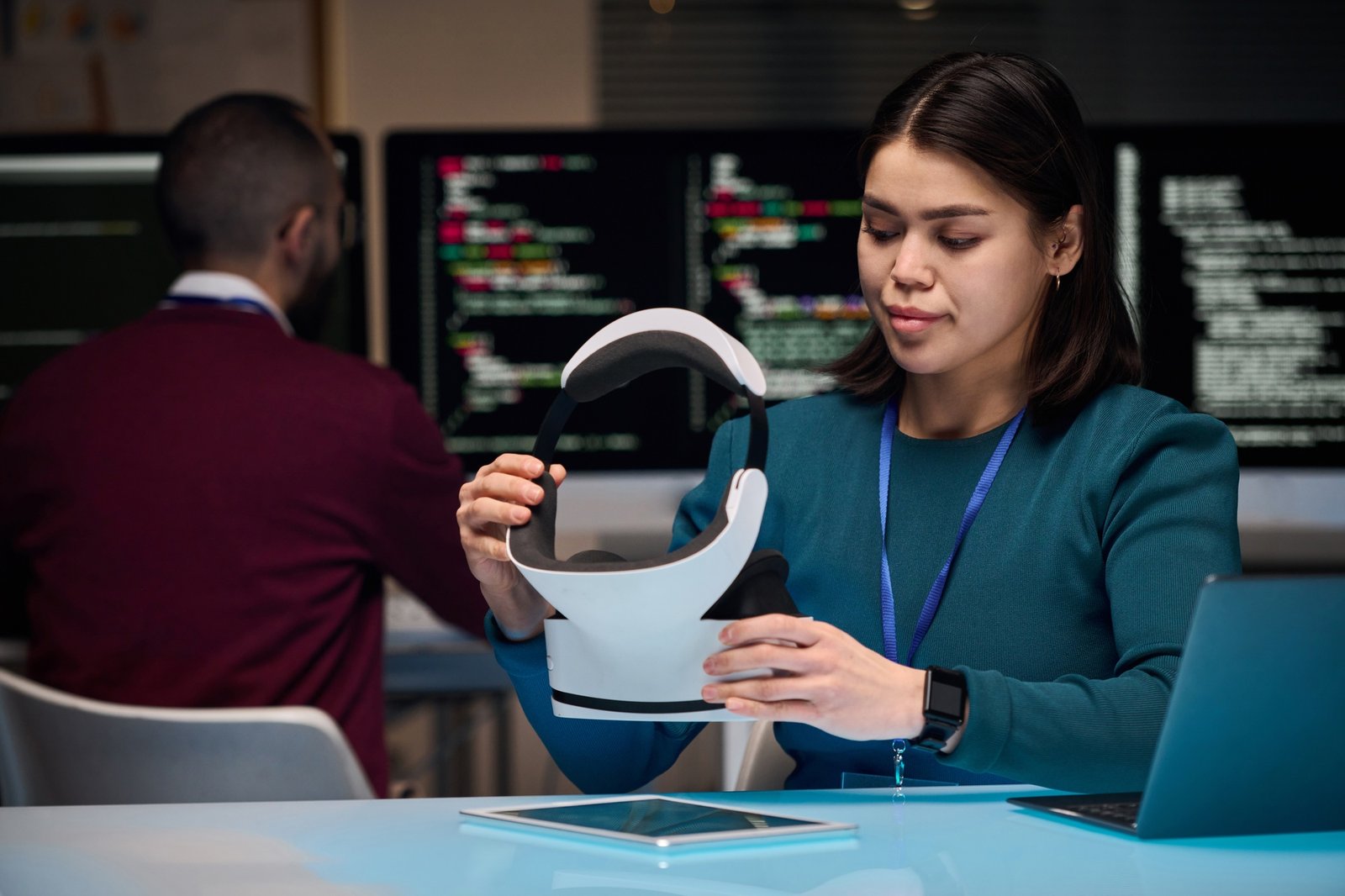 Woman Working on VR Tech